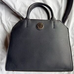 Anne Klein Elegant Dark Navy Satchel with Gold Accent